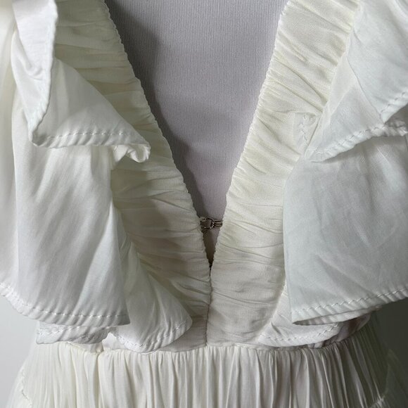 NWT DO+BE Women's White Ruffled Boho V Neck High Low Dress Size Small - Picture 8 of 15